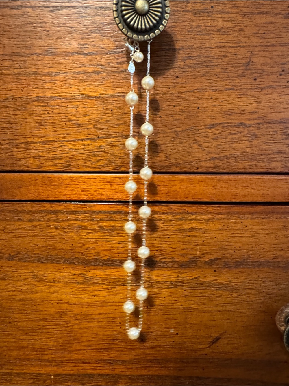 Pearl Station Beaded Drop Necklace - White Pearls
